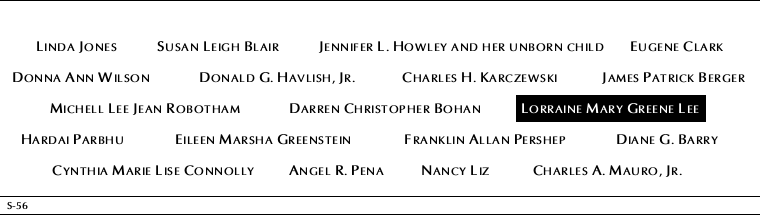 Panel S-56, South Pool, National September 11 Memorial
