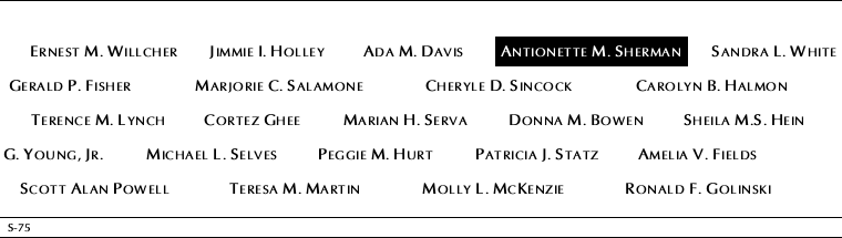 Panel S-75, South Pool, National September 11 Memorial