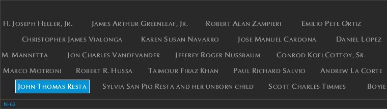 Panel N-62, North Pool, National September 11 Memorial
