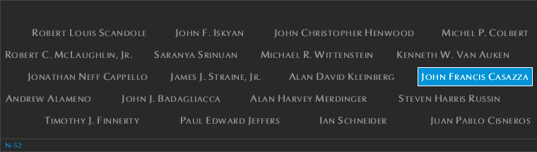 Panel N-52, North Pool, National September 11 Memorial