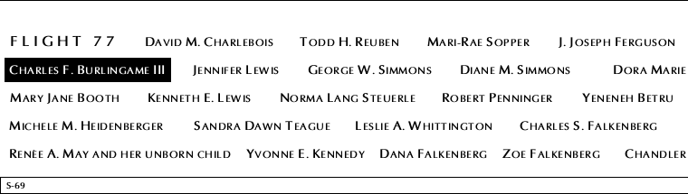 Panel S-69, South Pool, National September 11 Memorial