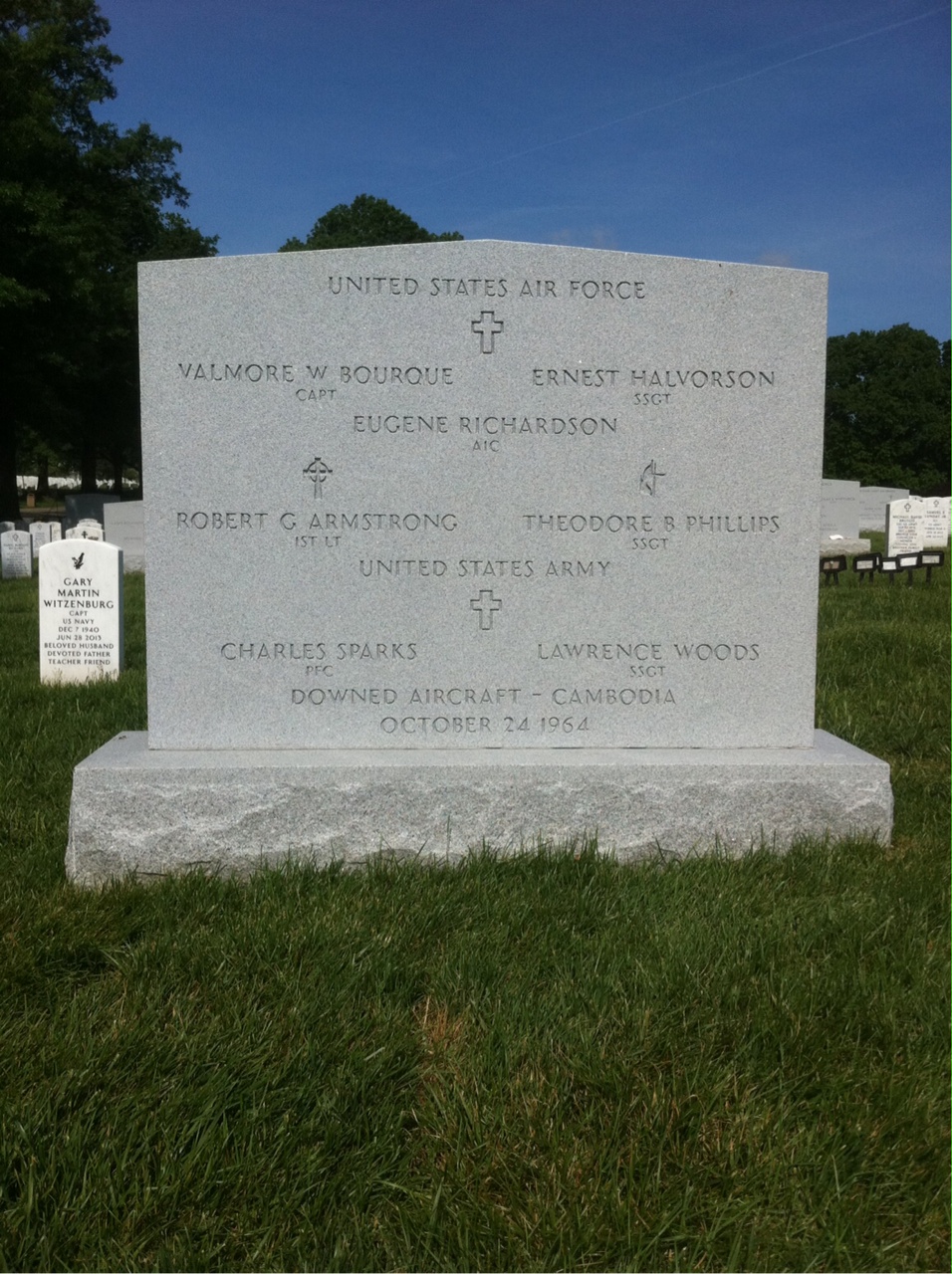 Headstone shared by 7 interments, including Valmore William Bourque