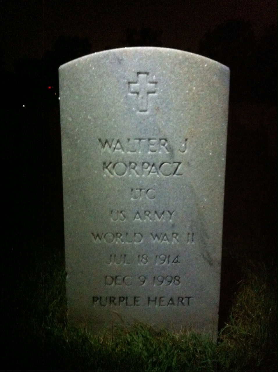 Headstone shared by 2 interments, including Walter J Korpacz
