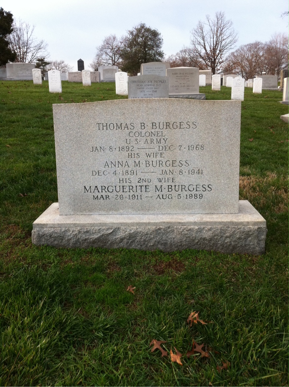 Headstone shared by 3 interments, including Anna Burgess
