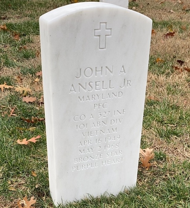 Headstone shared by 2 interments, including John Arthur Ansell Jr.