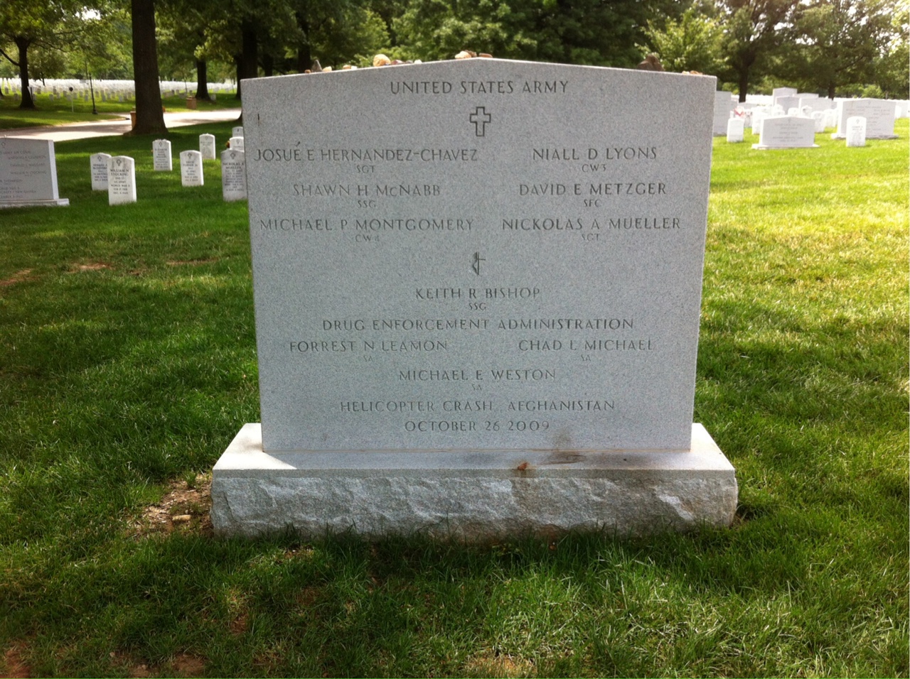 Headstone shared by 3 interments, including Forrest Nelson Leamon