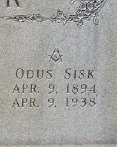 Headstone of Odus Sisk