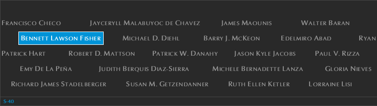 Panel S-40, South Pool, National September 11 Memorial