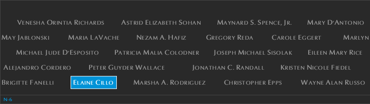 Panel N-6, North Pool, National September 11 Memorial