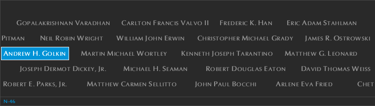 Panel N-46, North Pool, National September 11 Memorial