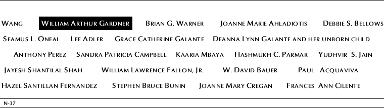 Panel N-37, North Pool, National September 11 Memorial