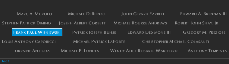Panel N-53, North Pool, National September 11 Memorial