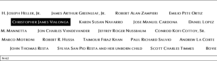 Panel N-62, North Pool, National September 11 Memorial