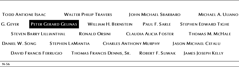 Panel N-56, North Pool, National September 11 Memorial