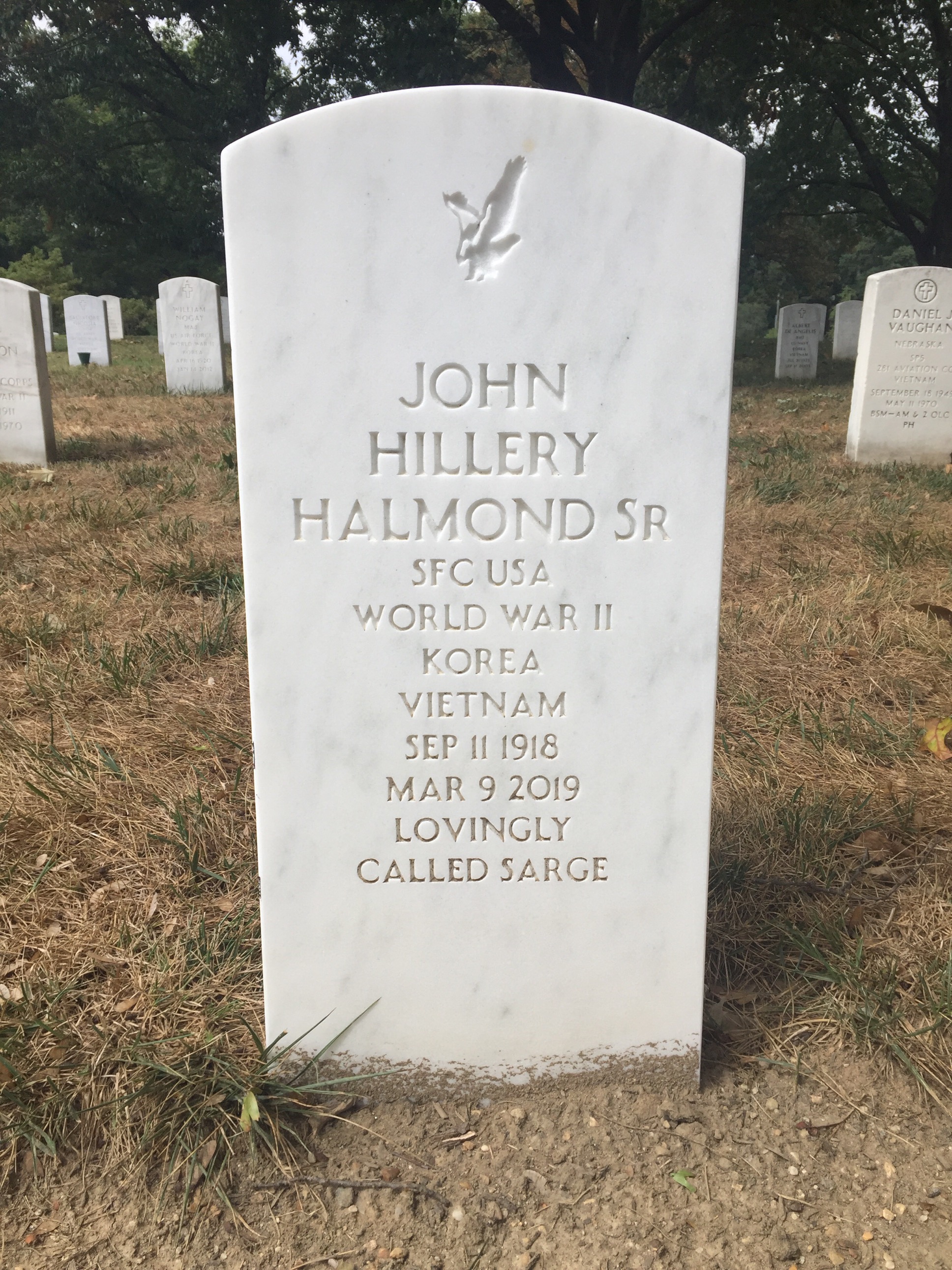 Headstone shared by 2 interments, including John Hillery Halmond Sr.