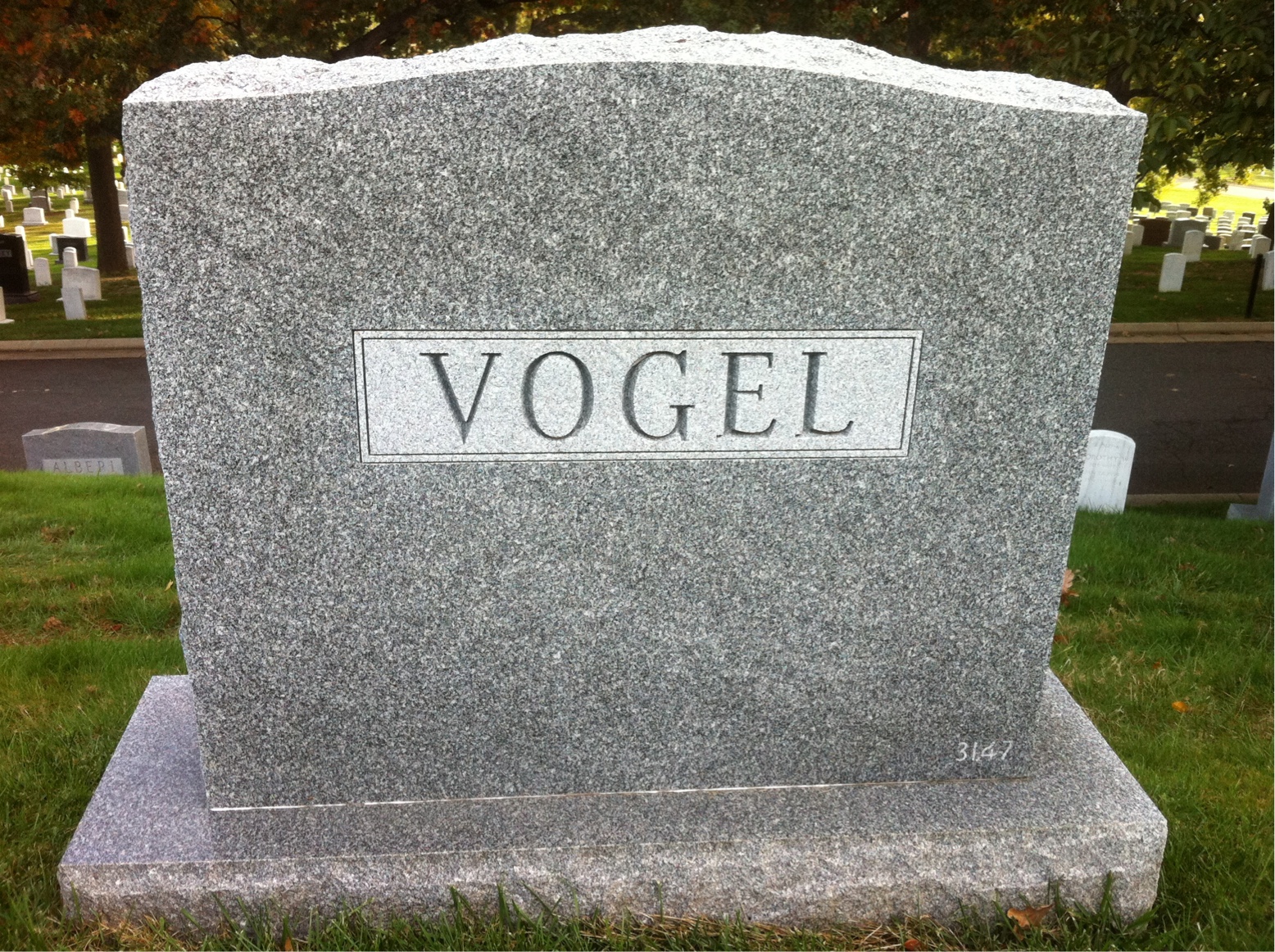 Headstone shared by 2 interments, including Richard H Vogel