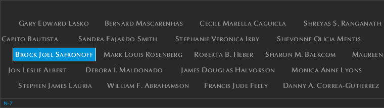 Panel N-7, North Pool, National September 11 Memorial