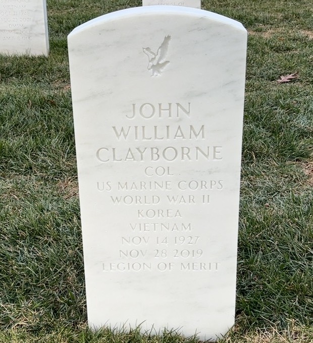 Headstone shared by 2 interments, including John William Clayborne