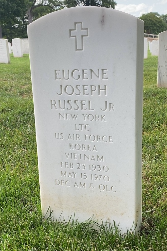 Headstone shared by 2 interments, including Eugene Joseph Russel Jr.