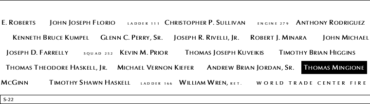 Panel S-22, South Pool, National September 11 Memorial