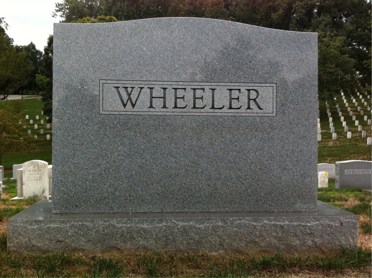 Headstone shared by 2 interments, including Francis R Wheeler