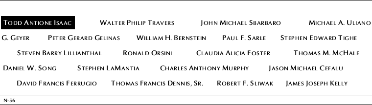 Panel N-56, North Pool, National September 11 Memorial