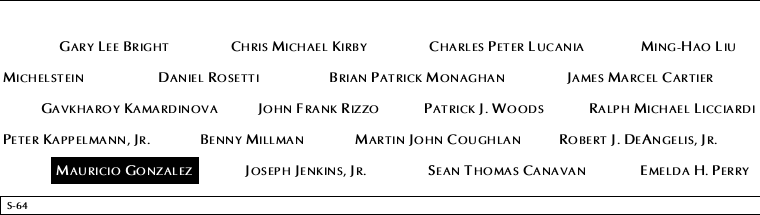 Panel S-64, South Pool, National September 11 Memorial