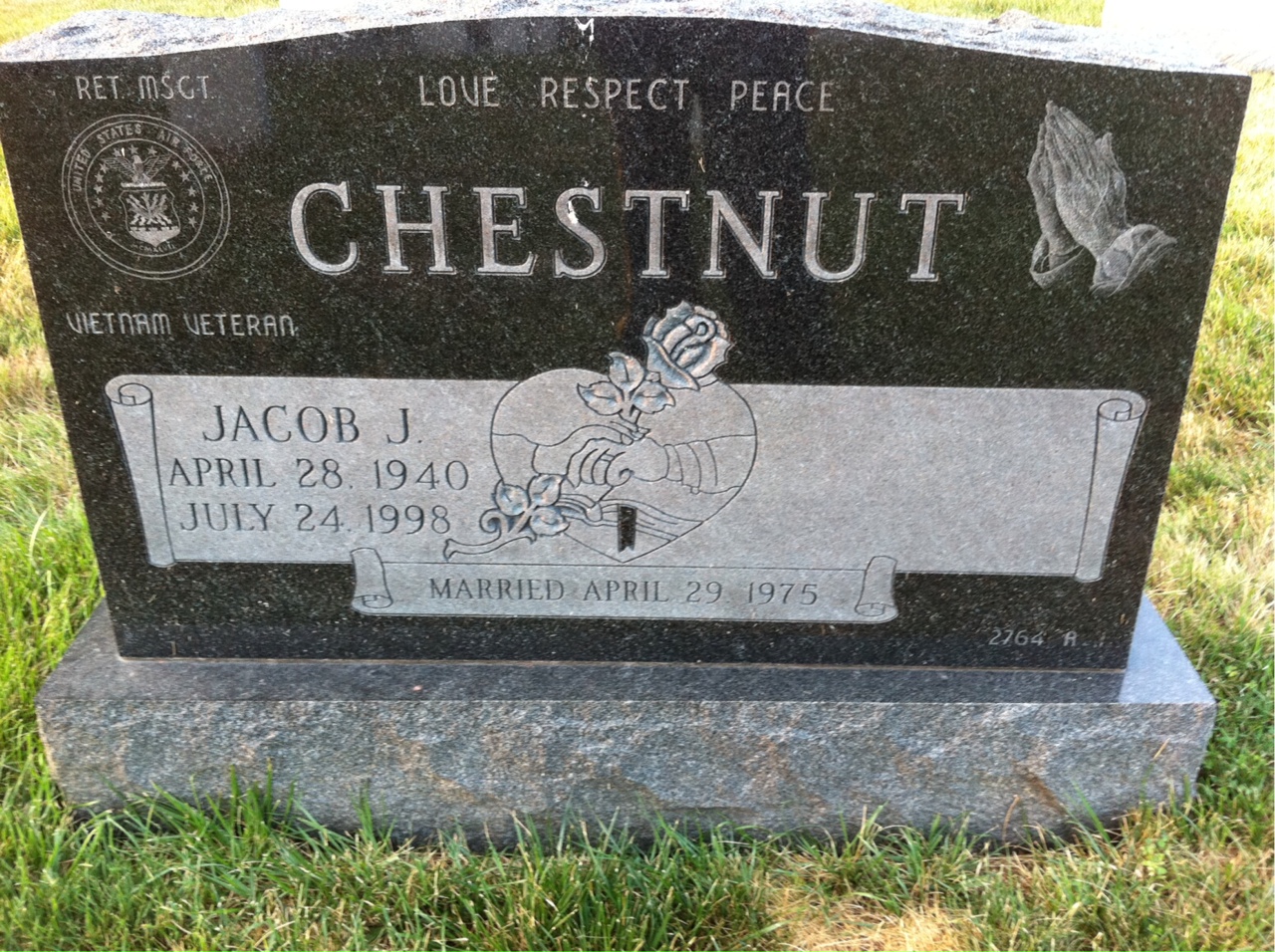Headstone of Jacob Joseph Chestnut