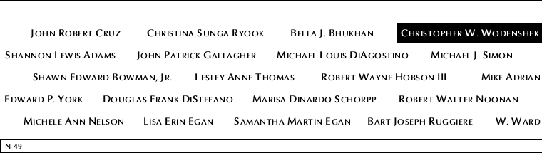 Panel N-49, North Pool, National September 11 Memorial