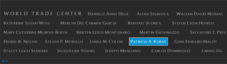 Panel N-3, North Pool, National September 11 Memorial