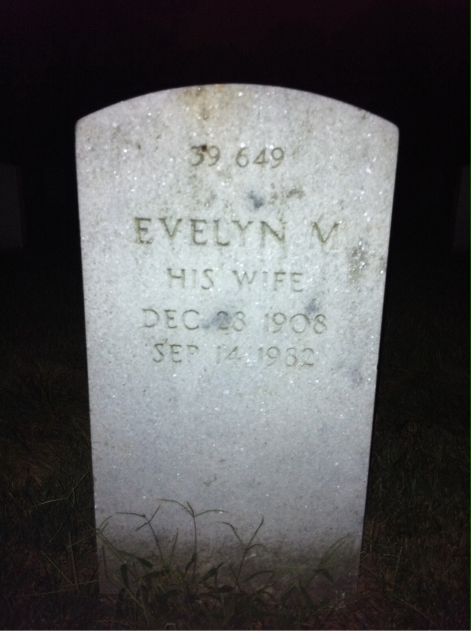 Headstone shared by 2 interments, including Evelyn M Post