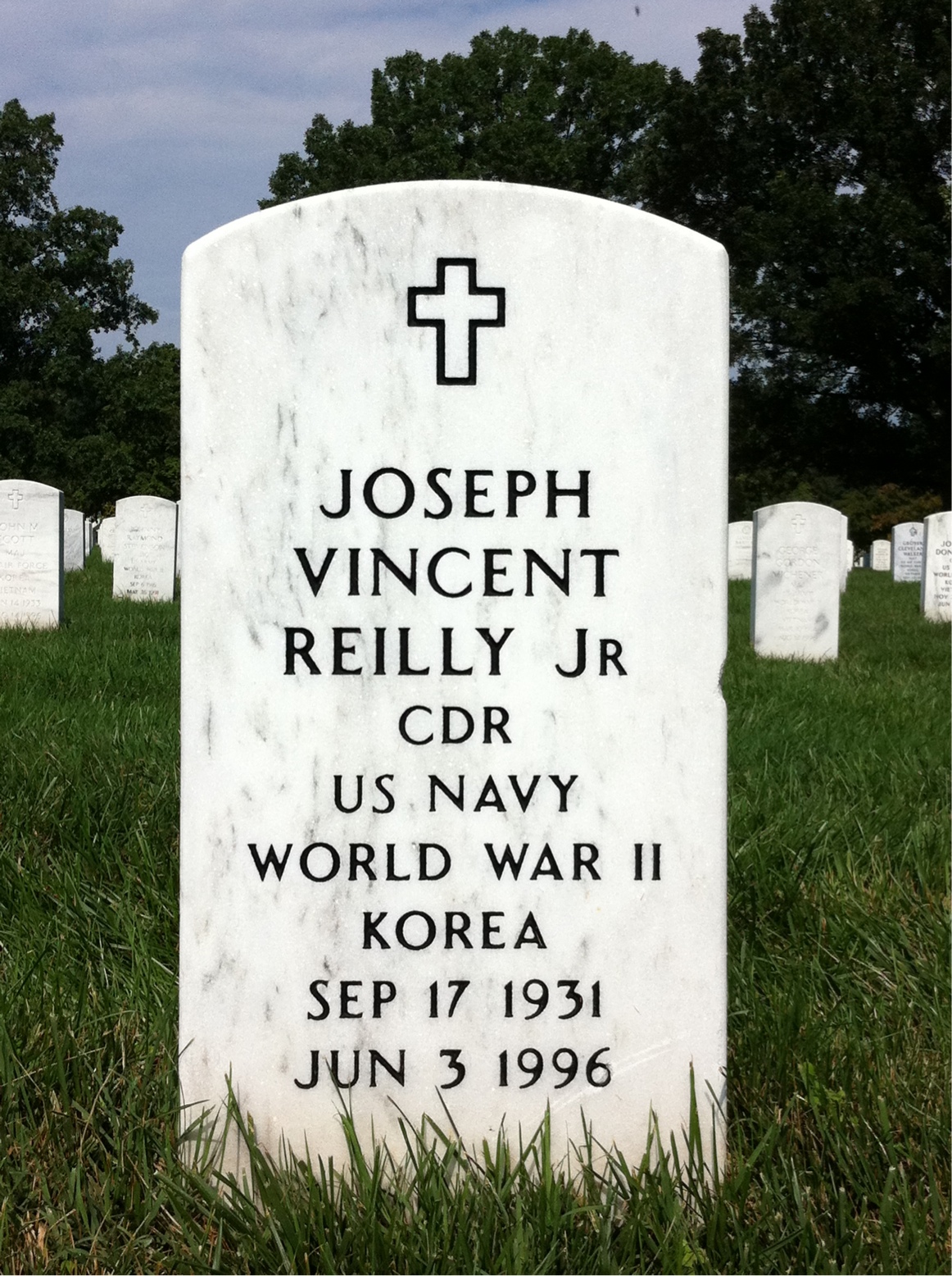 Headstone shared by 2 interments, including Joseph Vincent Reilly Jr.