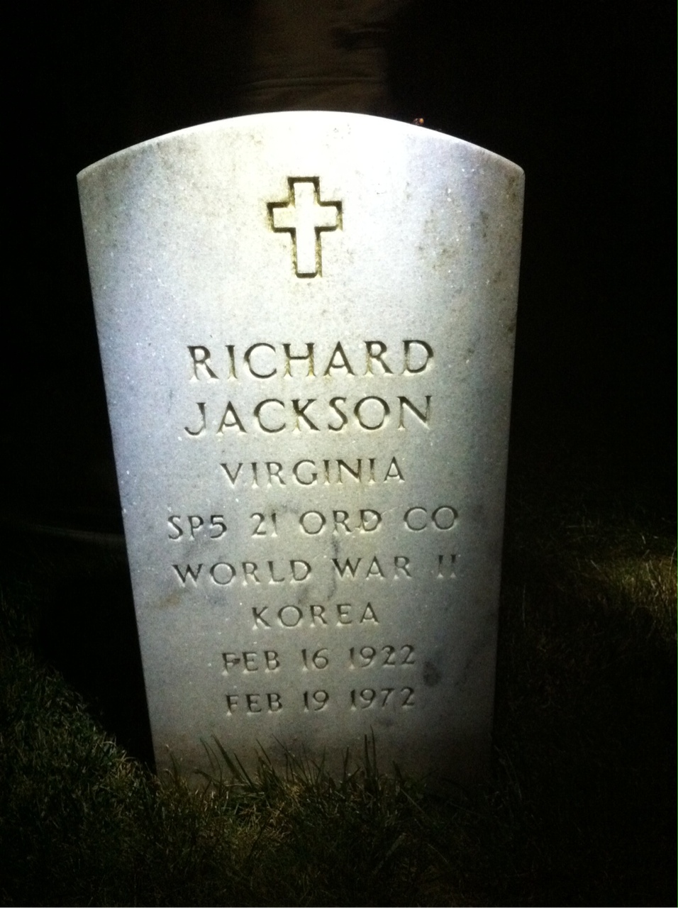 Headstone shared by 2 interments, including Richard Jackson