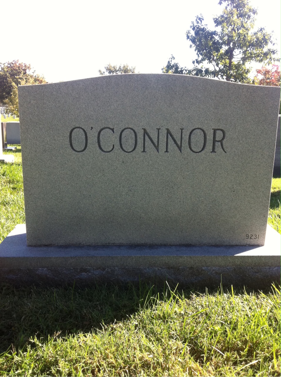 Headstone shared by 2 interments, including James A O'Connor
