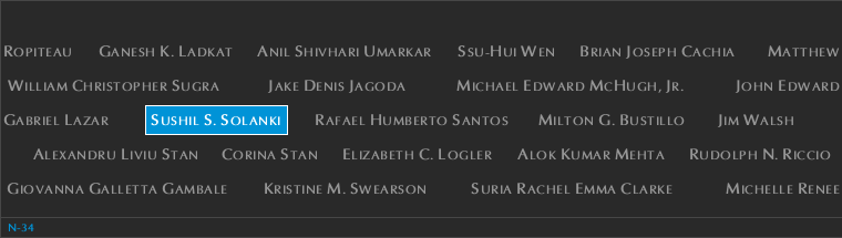 Panel N-34, North Pool, National September 11 Memorial