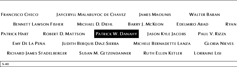 Panel S-40, South Pool, National September 11 Memorial
