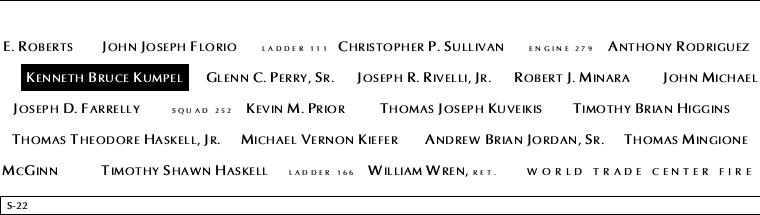 Panel S-22, South Pool, National September 11 Memorial