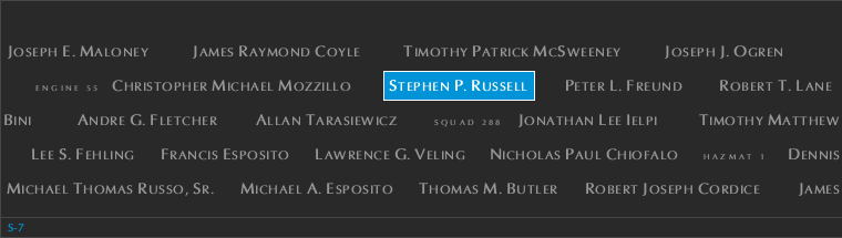 Panel S-7, South Pool, National September 11 Memorial