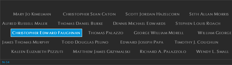 Panel N-54, North Pool, National September 11 Memorial