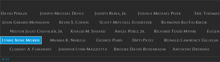 Panel N-33, North Pool, National September 11 Memorial