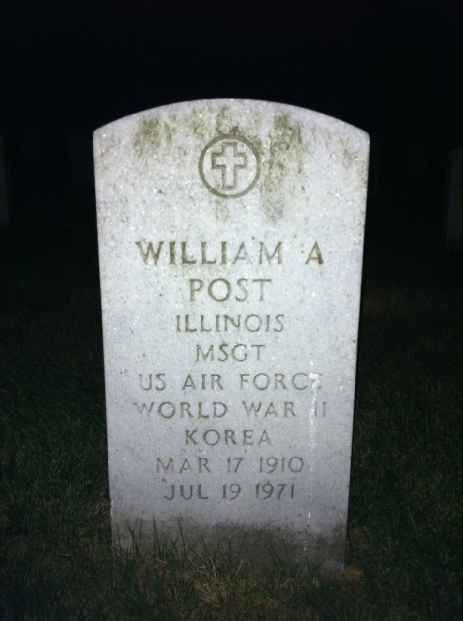Headstone shared by 2 interments, including Evelyn M Post