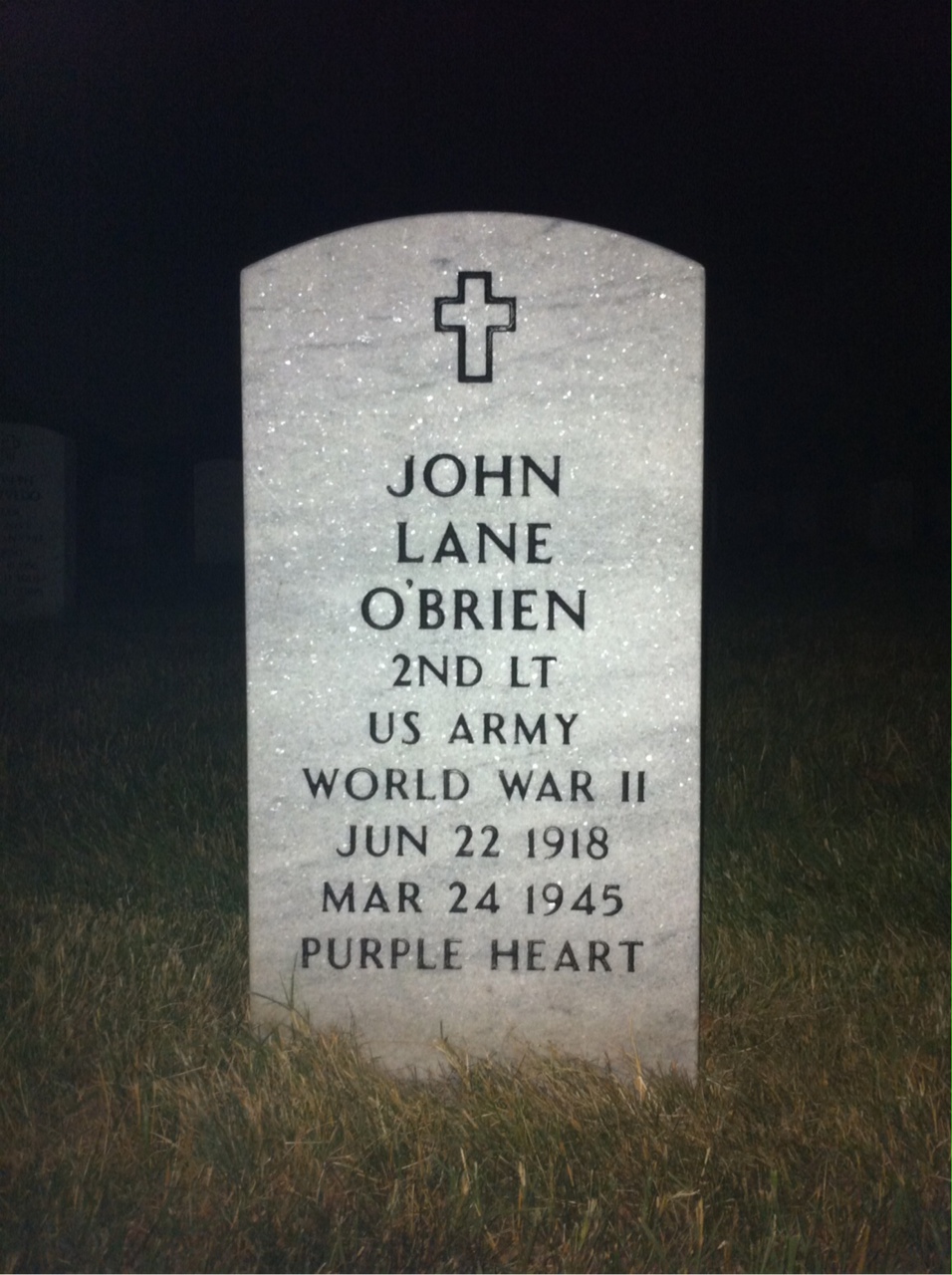 Headstone shared by 2 interments, including John L O'Brien