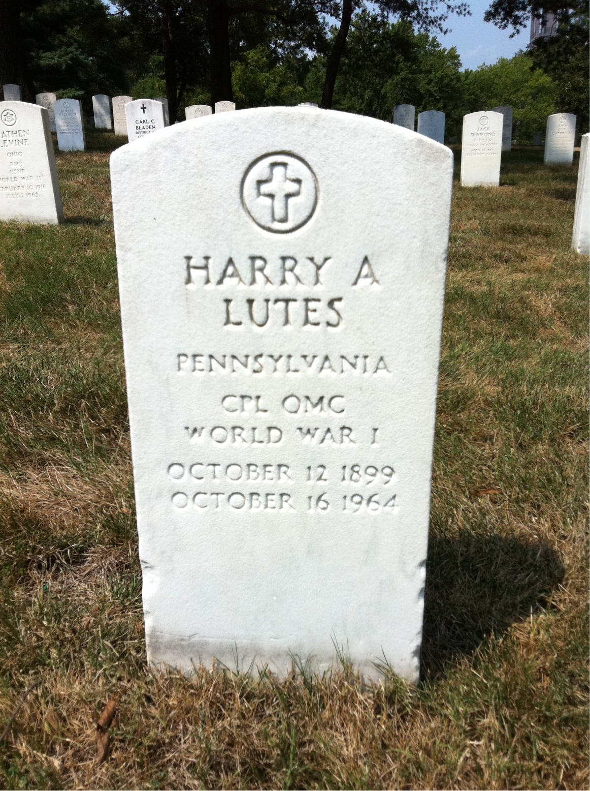 Headstone of Harry A Lutes