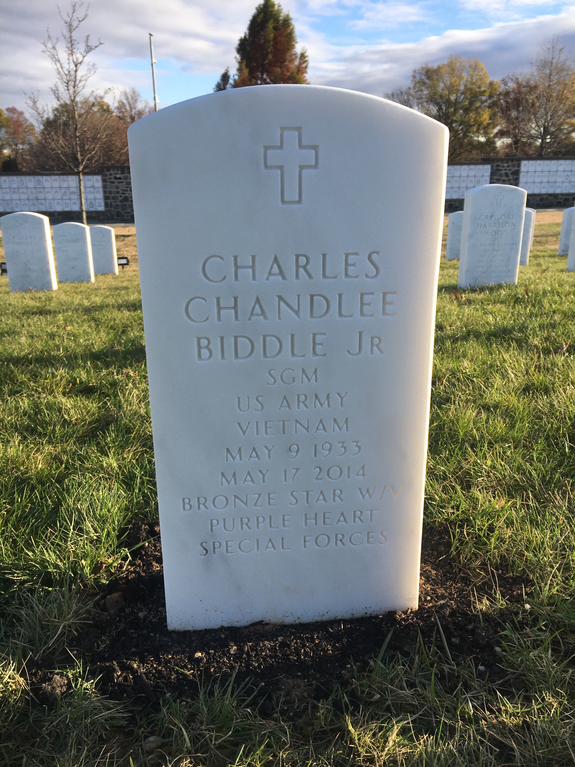 Headstone shared by 2 interments, including Charles Chandlee Biddle Jr.