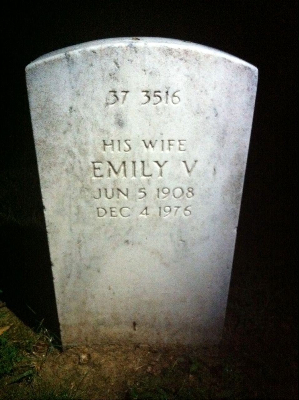 Headstone shared by 2 interments, including Emily V Sheridan