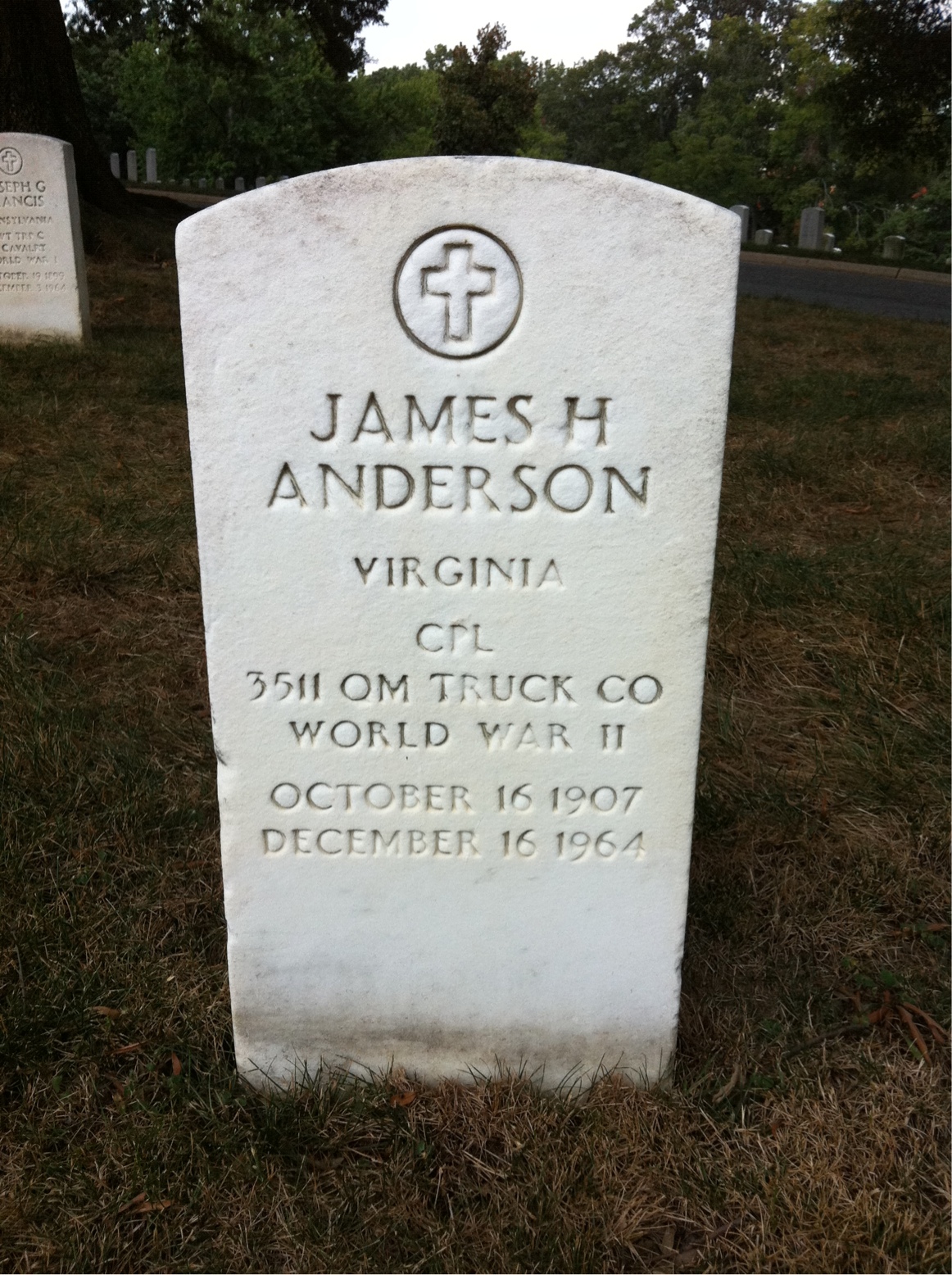 Headstone of James H Anderson
