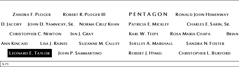 Panel S-71, South Pool, National September 11 Memorial