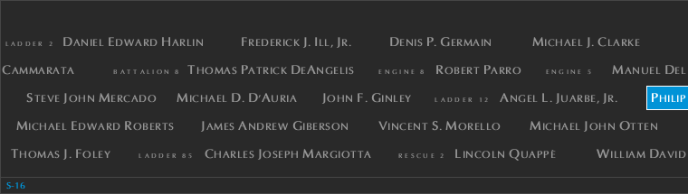 Panel S-16, South Pool, National September 11 Memorial
