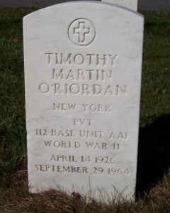 Headstone of Timothy Martin O'Riordan