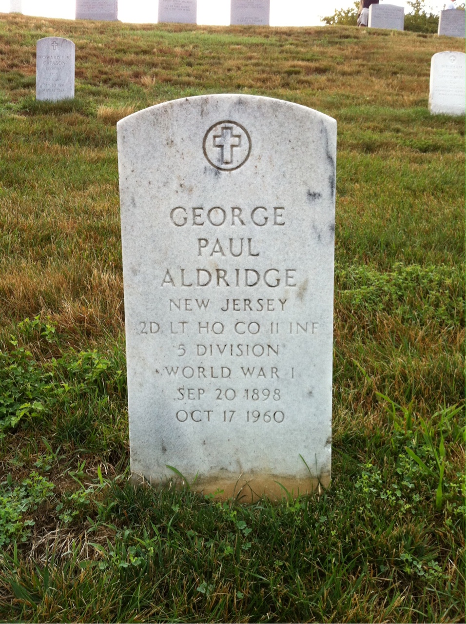 Headstone shared by 2 interments, including George P Aldridge